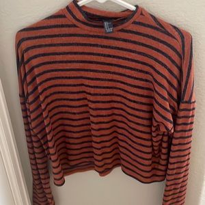 forever 21 blue and orange striped turtleneck